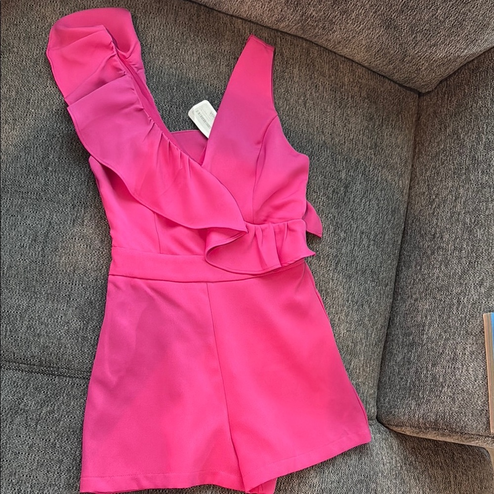 Vibrant Pink Ruffled Romper